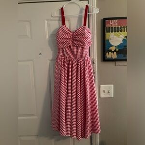 Unique Vintage Red Gingham Dress, Medium 6-8